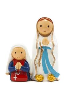 アメリカ　香港製　レジン　LDW　160023YX　Lady of Lourdes Apparition statue　ルルドの聖母と聖ベルナデッタ