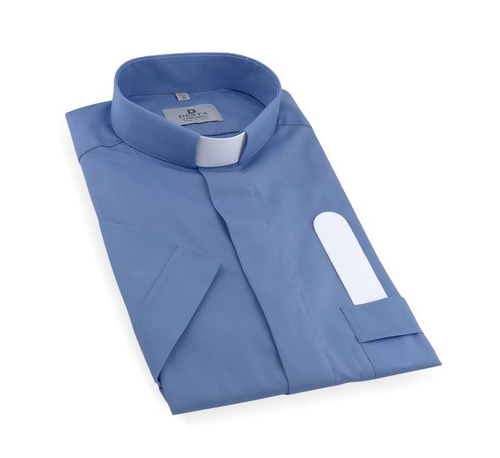 教会住所または寄進者宅のみお届け　イタリア  DESTA社　聖職者事務服　半袖コットンブレンド　Art　１５７　40  41  42  43  44  45  SKU: 13100157 C06 　Celeste水色