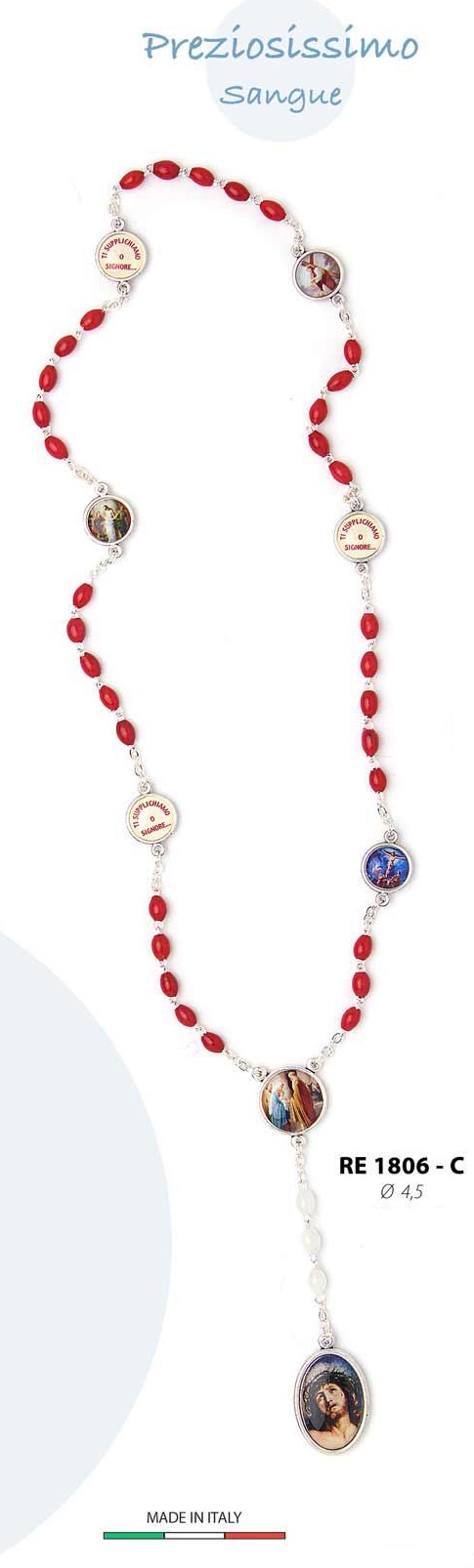 イタリア　RE1806-C　聖なる血の献身チャプレット　ロザリオ　PRECIOUS BLOOD ROSARY MM.6X4.5