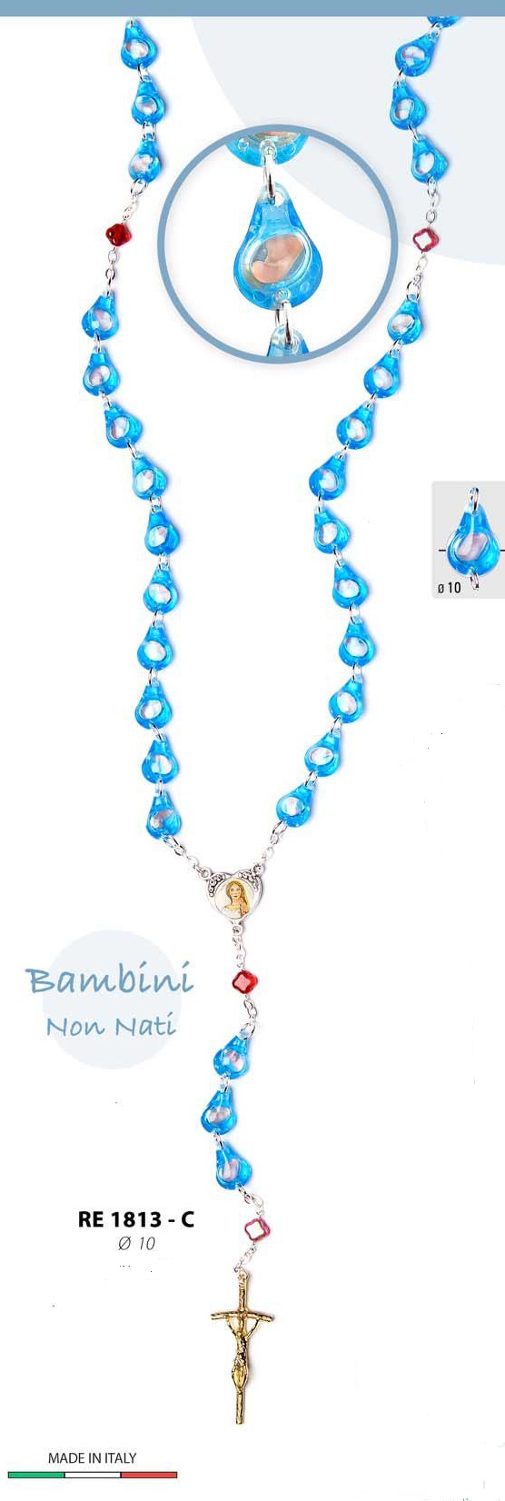 イタリア　RE1813-C　生まれて来る子供のためのチャプレット　ロザリオ　ROSARIO BAMBINI NON NATI MM.15X10