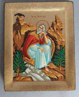アトス修道院　イコン　ギリシャ　ビザンチン　１９１１－1     １２ x １０cm 厚さ２０ミリ　テンペラ　24カラットの金箔