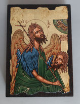 アトス修道院　ギリシャビザンチンイコン　洗礼者　１９１１－１４ １０、３x ７．３cm。厚さ１９ミリ　テンペラ　24カラットの金箔。板絵　