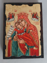 ギリシャビザンチンイコン　聖母子　１９１１－１６    １０、３x ７．３cm    １９ミリ　テンペラ　金箔