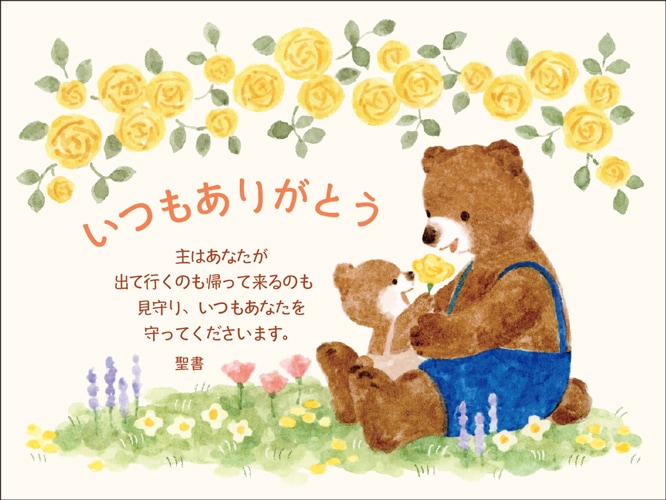 いのちのことば社　1/2カード　いつもありがとうカード　くま　１枚　２WAV24A
