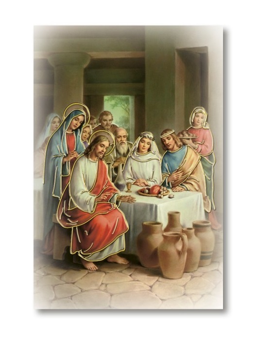 FRATELLI BONELLA　イタリア　紙のご絵　200-121　箔押裏白　カナの婚礼　サンティーノミニ　6.5 X 4.5cm
