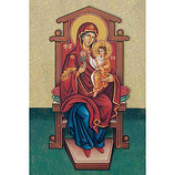 イタリア　ご絵ビサンチン様式　紙イコン　HLI2009　王座の赤ちゃんイエス　紙裏白　１３．７×７．５センチ