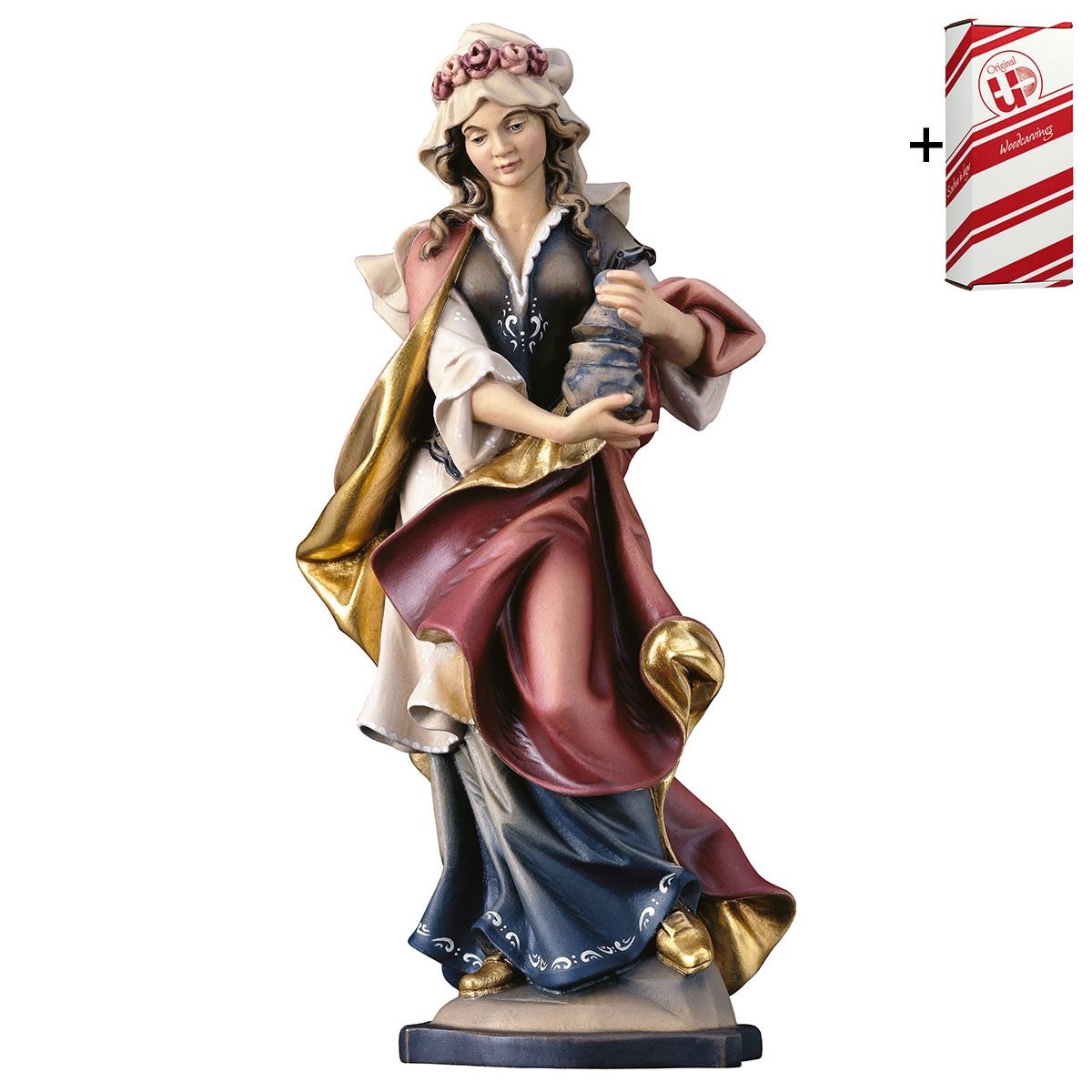 ULPE WOOD ART　イタリア　木彫   　聖マリア マドレーヌ 軟膏の花瓶 + ギフトボックス付き  ２５センチ    UP226000B25