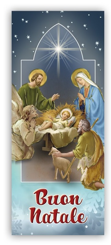 FRATELLI BONELLA　イタリア　紙のご絵箔押しおり　FB233-2　クリスマスブックマークキリスト降誕　6 x 15 cm
