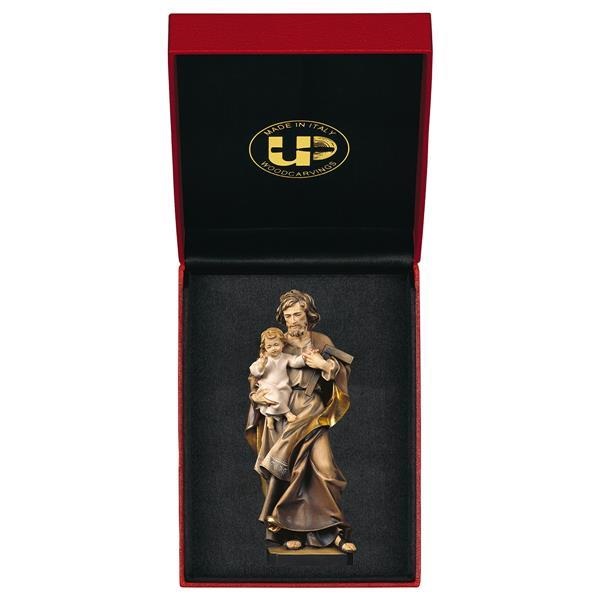 ULPE WOOD ART　イタリア　木彫　聖ヨセフとイエス　聖父子　１０センチ　ケース付き　ST. JOSEPH WITH CHILD AND ANGLE + CASE　UP261000E10