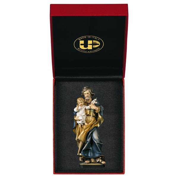 ULPE WOOD ART　イタリア　木彫　聖ヨセフとイエス　百合　聖父子　１０センチ　ケース付き　ST. JOSEPH WITH CHILD AND ANGLE + CASE　UP261100E10