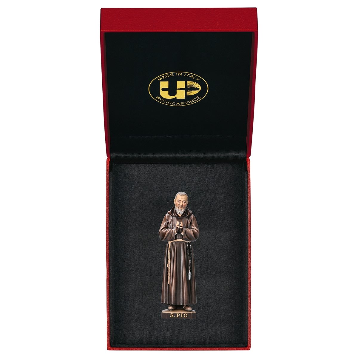 ULPE WOOD ART　イタリア　木彫　聖ピオ神父　8センチ　ST. PADRE PIO + GIFT BOX　UP269000E8