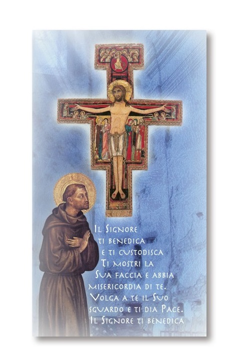 FRATELLI BONELLA　イタリア　紙のご絵　FB287-131  サンダミアノ 　裏面一色のイタリア語祈り　5.5 X 10 Cm