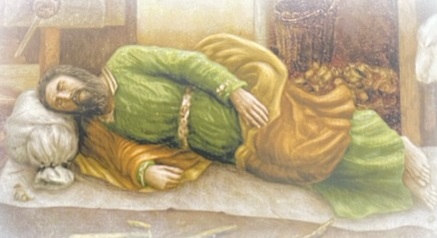 FRATELLI BONELLA　イタリア　紙のご絵　FB287-223   眠れる聖ヨセフ　　裏面一色のイタリア語祈り　5.5 X 10 Cm