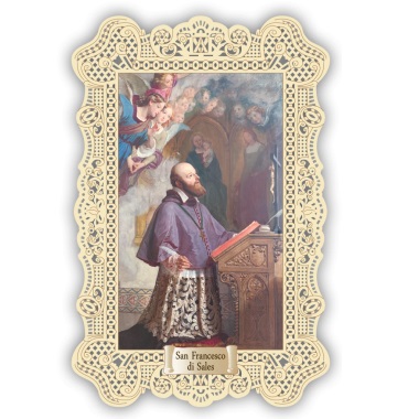 Officina D'Arte Torre　飾りレース紙ご絵  フランシス・デ・サレレ　FRANCESCO DI SALES　OAT322　イタリア語祈りカード　