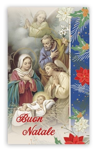 FRATELLI BONELLA　イタリア　金箔押 紙のご絵カード　FB379-999-1　伝統的なテーマのクリスマス画　７×１２センチ　裏白