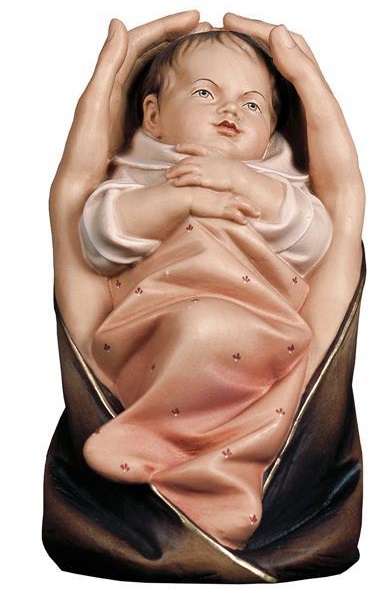 ULPE WOOD ART　イタリア　木彫   守りの手の中の女の子　5センチ　キャンドルツリーケース入り　　PROTECTIVE HANDS BOY + CASE  UP382000B5