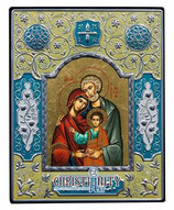 ギリシャ　Iconotechniki S.A　聖家族 SKU：ME_483115  11.5X9.3 CM　水色