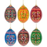 Best Pysanky 　 py5048 　 ウクライナのイースターエッグピサンキ　オーナメント６個　Garden Flowers Ukrainian Wooden Easter Eggs Ornaments Pysanky