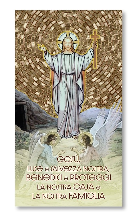 FRATELLI BONELLA　イタリア　金箔押　祝福のカード　FB507-135　 復活したイエス　２２×１２センチ　紙　裏はイタリア語祈り