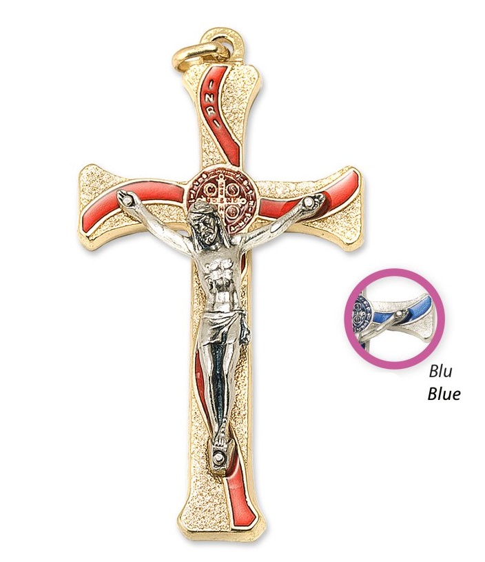 一般不可　転売不可　イタリア　 LALPG613DMA　聖ベネディクトクロス  金青　Saint Benedict Cross in nickel plated metal onda+box cm. 7x4,3 - GEN./PERS. PG 613.