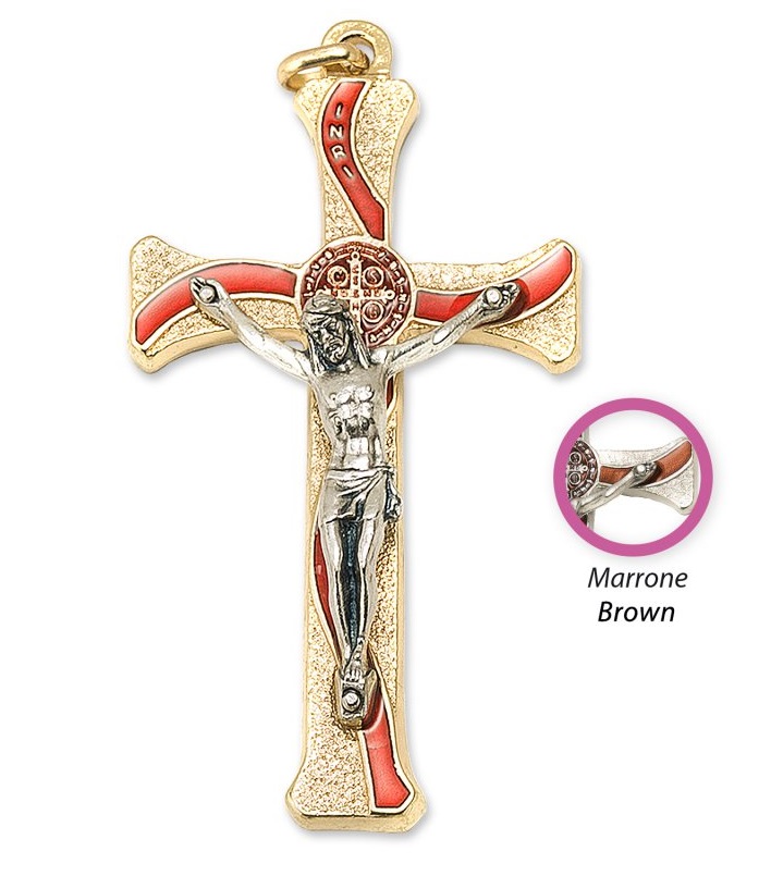 一般不可　転売不可　イタリア　 LALPG613DMA　聖ベネディクトクロス  金茶　Saint Benedict Cross in nickel plated metal onda+box cm. 7x4,3 - GEN./PERS. PG 613.