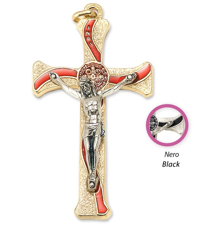 一般不可　転売不可　イタリア　 LALPG613DMA　聖ベネディクトクロス  金黒　Saint Benedict Cross in nickel plated metal onda+box cm. 7x4,3 - GEN./PERS. PG 613.