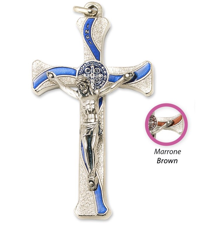 一般不可　転売不可　イタリア　 LALPG613SMA　聖ベネディクトクロス  銀茶　Saint Benedict Cross in nickel plated metal onda+box cm. 7x4,3 - GEN./PERS. PG 613.