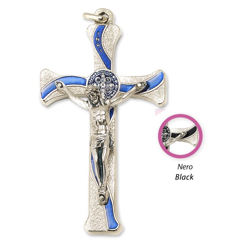 一般不可　転売不可　イタリア　 LALPG613SB　聖ベネディクトクロス  銀黒　Saint Benedict Cross in nickel plated metal onda+box cm. 7x4,3 - GEN./PERS. PG 613.