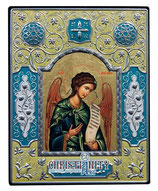 ギリシャ　Iconotechniki S.A　SKU：ME62419　大天使ミカエル　19X15CM　水色