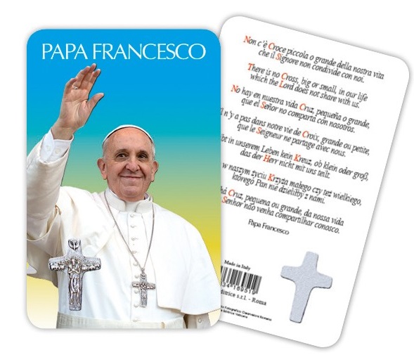 ATSITALIA 　メダイ付きカード　多言語　教皇フランシスコ 6951-6383　 メダルがラミネートされた祈りのカード　Pope Francis - Laminated prayer card with cross