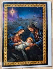 FRATELLI BONELLA　イタリア　金箔押 封筒つきご絵カード　FB651-AN2   箔押　封筒付き　キリスト降誕のイメージを適用したリネン紙のカード