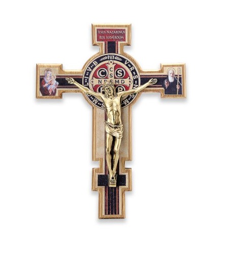 イタリア　 LALPG680BR 　聖ベネディクトクロス 　Birch Printed Cross with St. Ben. Met. Bronze Body cm.14x10,5 PG 680-BR