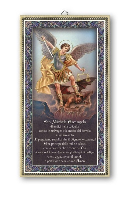 FRATELLI BONELLA　イタリア　壁掛け板絵　祝福　 704-61　大天使ミカエル　 22.5×12.5cm