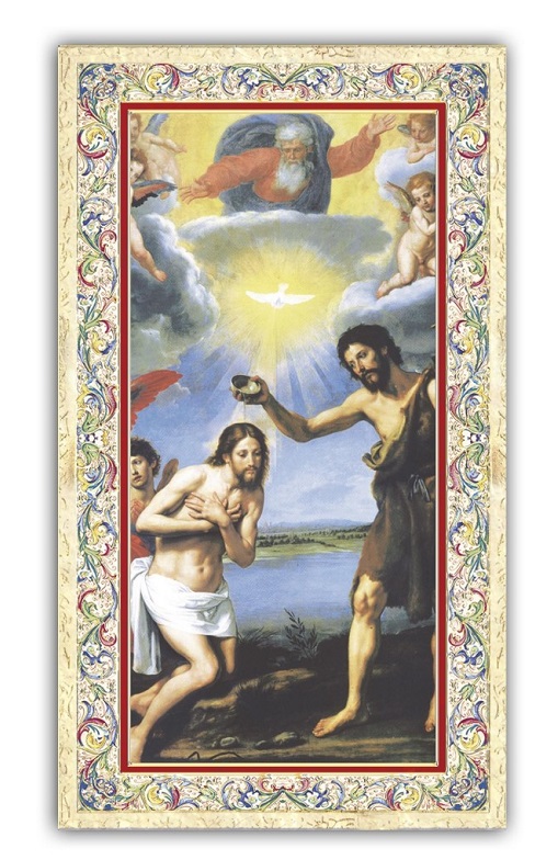 FRATELLI BONELLA　イタリア 金箔押ご絵　FB734-43　洗礼者聖ヨハネ　裏面イタリア語祈りカード１０．５×６センチ