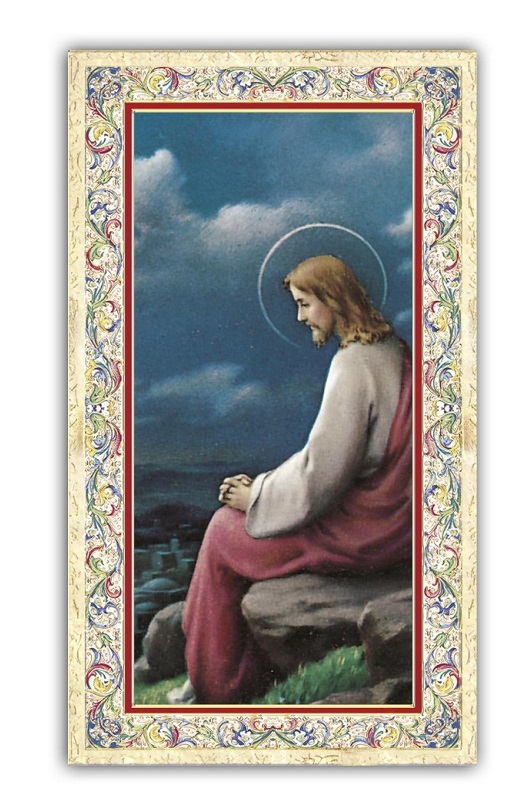 FRATELLI BONELLA　イタリア 金箔押ご絵　FB734-55　ゲッセマネのイエス　　裏面イタリア語祈りカード１０．５×６センチ