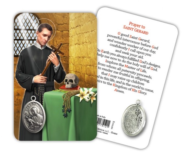 ATSITALIA 　メダイ付きカード　英語　聖ゲラルド　7512 メダルがラミネートされた祈りのカード　Saint Gerard - Laminated prayer card with medal