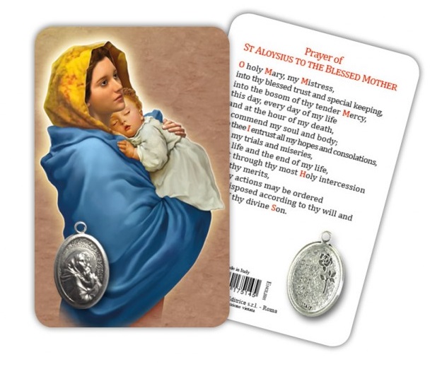 ATSITALIA 　メダイ付きカード　英語　聖母子　マドンナ　マドニーナ　7514 メダルがラミネートされた祈りのカード　Madonnina - Laminated prayer card with medal