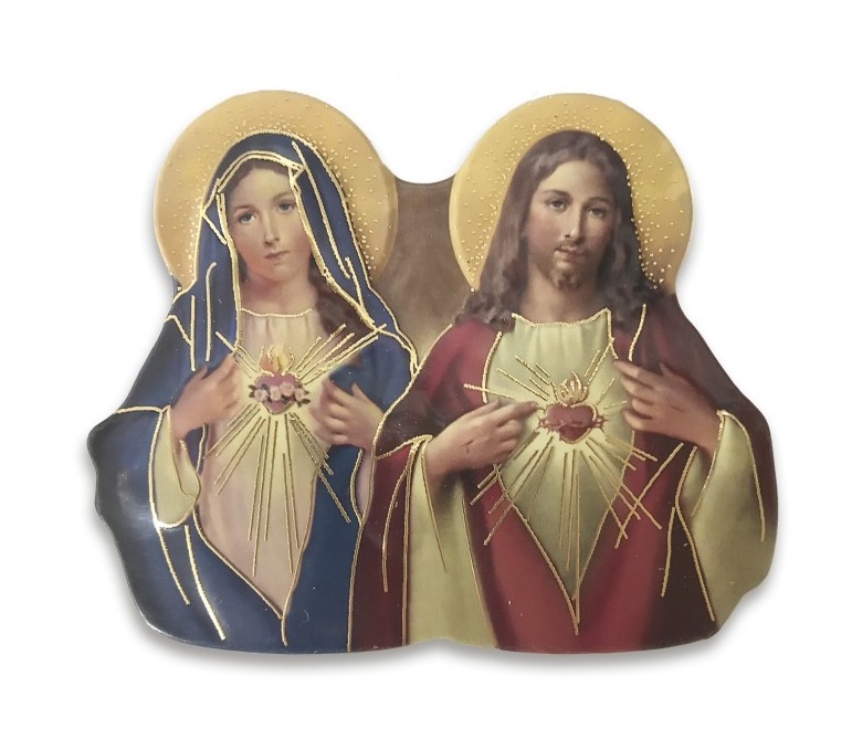 FRATELLI BONELLA　イタリア　卓上＆マグネット　FB8337-198　イエスの聖心とマリアの汚れなき御心　5 x 8 cm