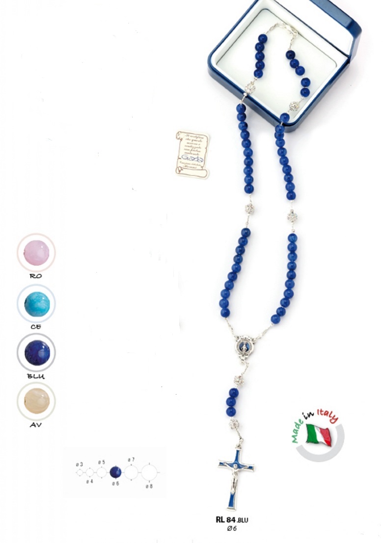 イタリア　  LALRL84-AV　クリスタル　８ミリ珠　ロザリオ 　クリームイエロー
