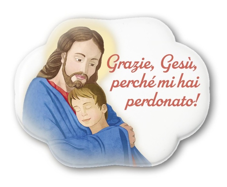 FRATELLI BONELLA　イタリア　FB852-8  子供を抱きしめるイエスを描いた磁器製マグネット　６×４．５センチ