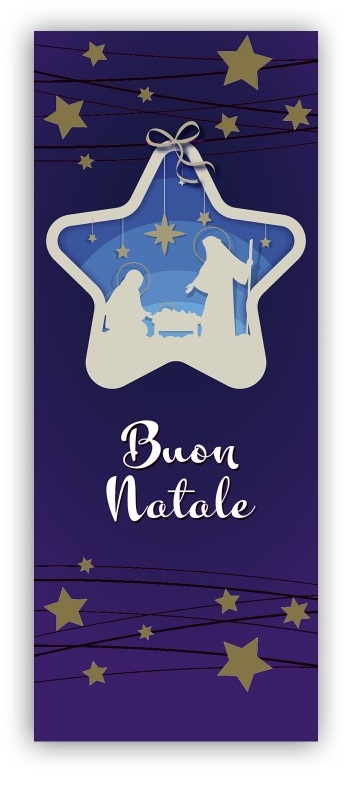 FRATELLI BONELLA　イタリア　紙のご絵しおり　FB90-7　現代的なクリスマスのブックマーク　6 x 15 cm