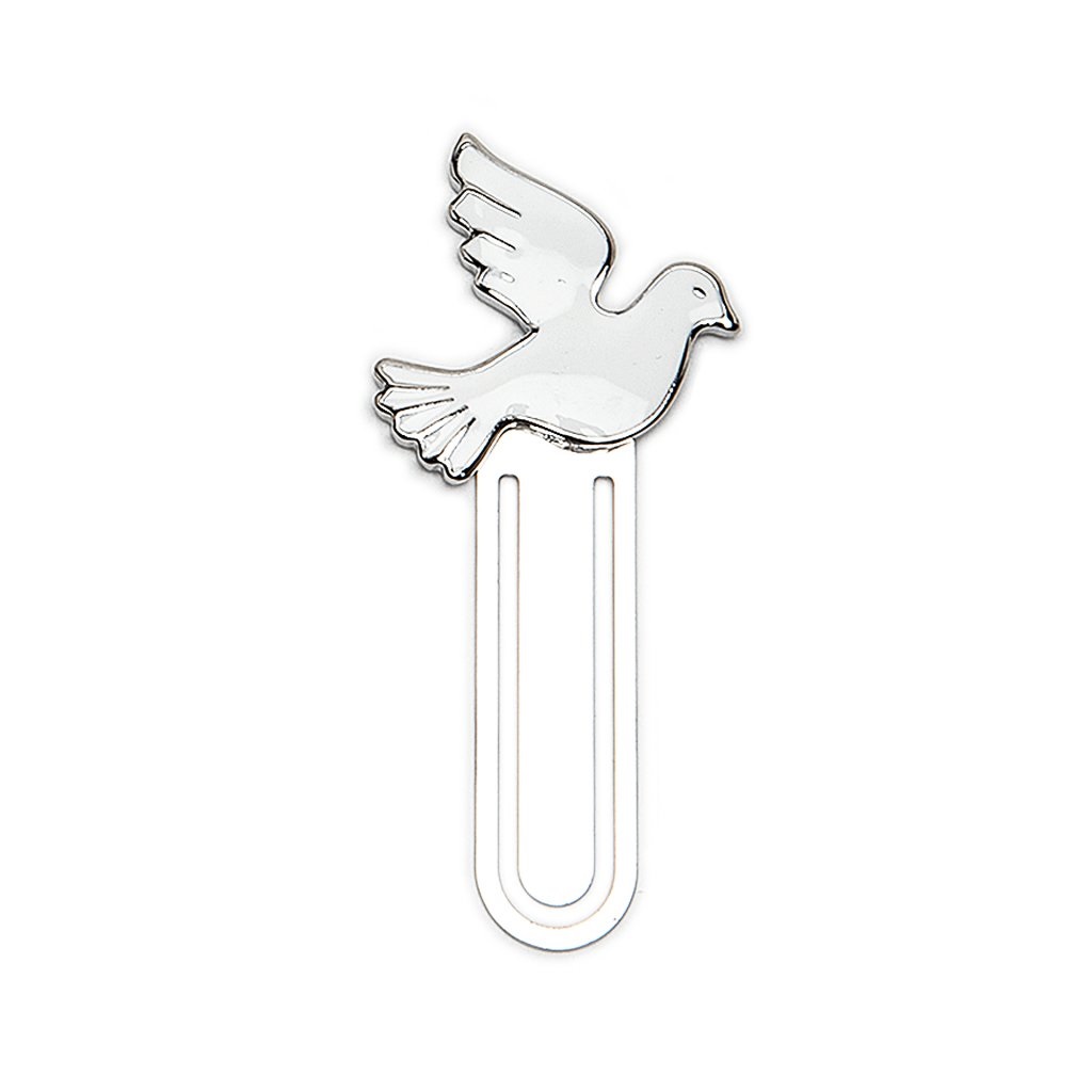 イタリア　LALAF013BI   メタルブックマーカー　精霊　Enameled Metal Lux Bookmark Dove with env.+ticket cm.7,5x3,5 - BIANCO