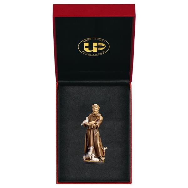 ULPE WOOD ART　イタリア　木彫  アッシジの聖フランシスコ　６センチ　ケース付き　ST. FRANCIS OF ASSISI WITH ANIMALS + CASE　UP271000E6