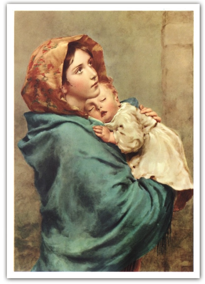 FRATELLI BONELLA　FBPCSARTE13   イタリア　名画ご絵　ROBERTOFERRUZZIによる子供と一緒のマドンニーナ 　裏白１５×１０．５センチ（ポストカードサイズ）
