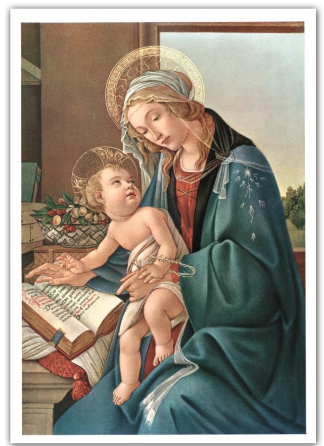 FRATELLI BONELLA　FBPCSARTE15 イタリア　名画ご絵　SANDROBOTTICELLIによるMADONNAANDCHILDまたはMADONNADELLIBRO　裏白１５×１０．５センチ（ポストカードサイズ）
