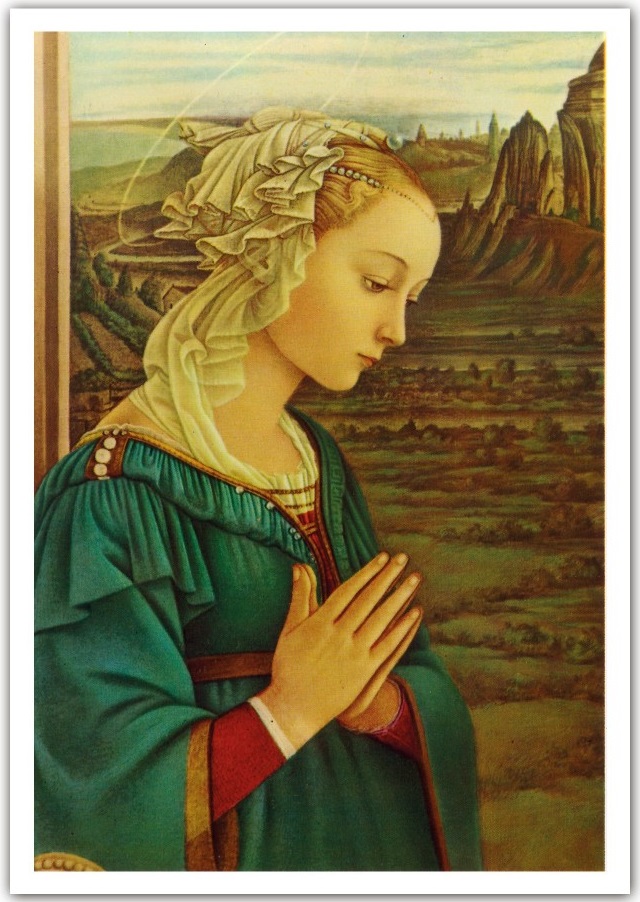 FRATELLI BONELLA　FBPCSARTE4 イタリア　名画ご絵　フィリッポ・リッピによるマドンナ　裏白１５×１０．５センチ（ポストカードサイズ）