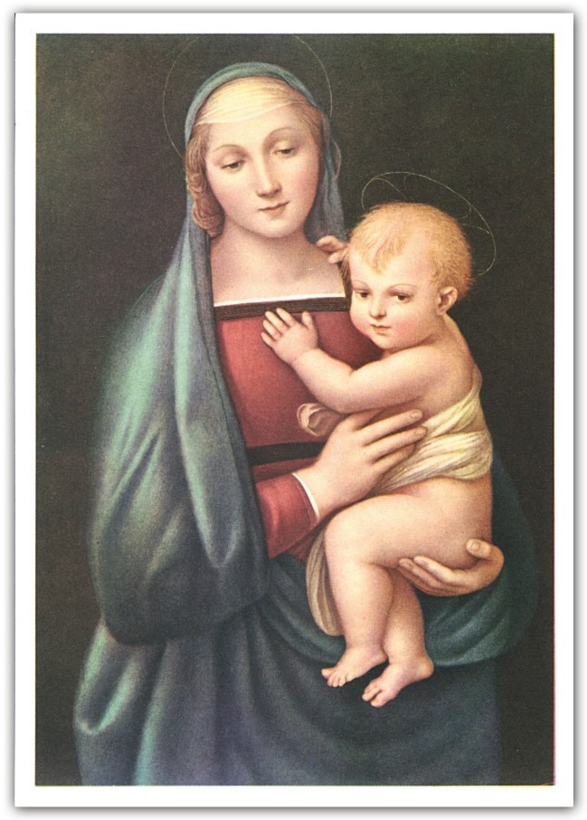 FRATELLI BONELLA　FBPCSARTE5   イタリア　名画ご絵　 ラファエロによる大公の聖母　裏白１５×１０．５センチ（ポストカードサイズ）