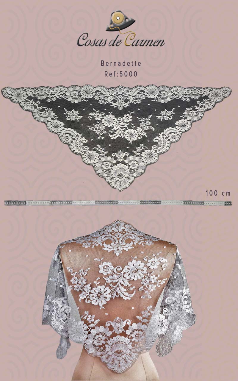 【モナコ王室】シャルレーヌ公妃着用ベール　　LEAVERS LACE IVORL 　CASAS DE CARMEN　CA5000IV  Bernadette5000   フランス　39-19  1/2  アイボリー