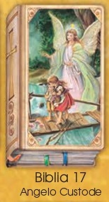 イタリア　紙カード金箔押　聖書型　紙裏白　ご絵　CRBibLia17 　守護の天使　１２．５×７．５センチ　高級紙裏白