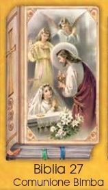 イタリア　紙カード金箔押　聖書型　紙裏白　ご絵　CRBibLia27 　初聖体女の子　１２．５×７．５センチ　高級紙裏白